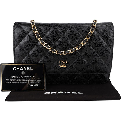 Chanel Quilted Caviar Leather Classic Wallet On Chain Crossbody Bag
