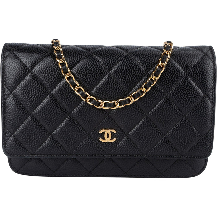 Chanel Quilted Caviar Leather Wallet On Chain Crossbody Bag