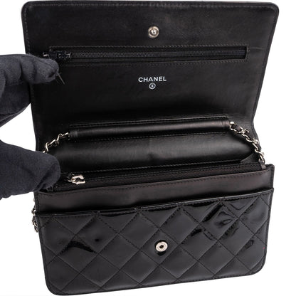 Chanel Quilted Patent Leather Wallet On Chain Crossbody Bag