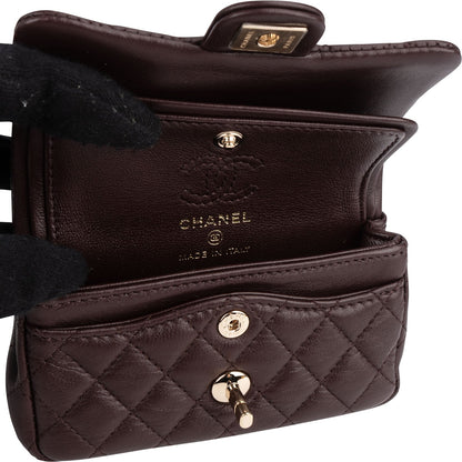 Chanel Quilted Lambskin Extra Mini Miniatur Double Flap Pendant Bag