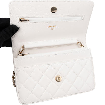 Chanel Quilted Caviar Leather Wallet On Chain Crossbody Bag