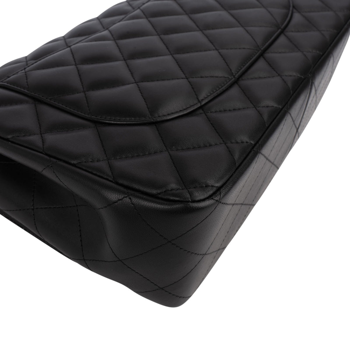 Chanel Quilted Lambskin Palladium Jumbo Double Flap Crossbody Bag