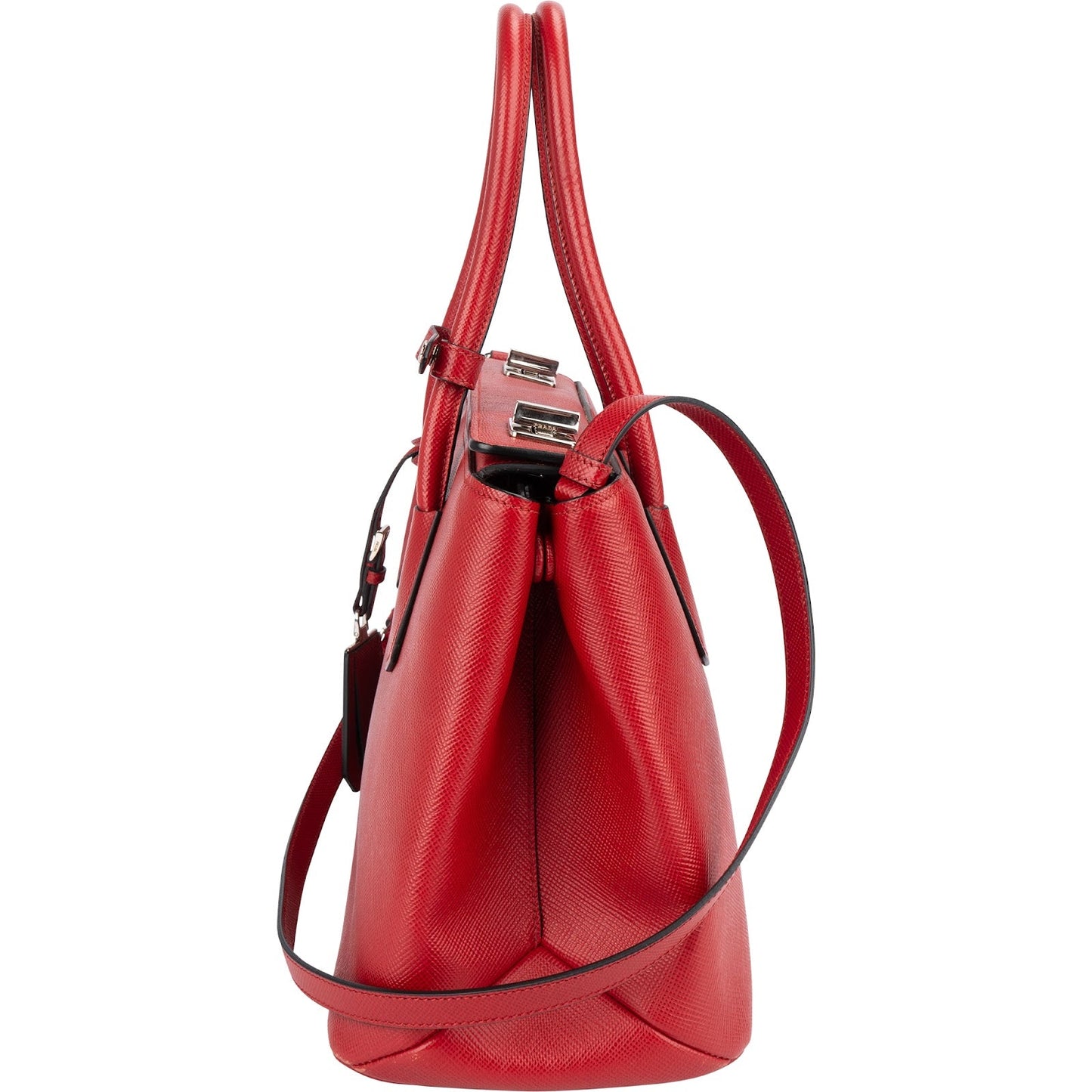 Prada Red Saffiano Leather Double Handbag