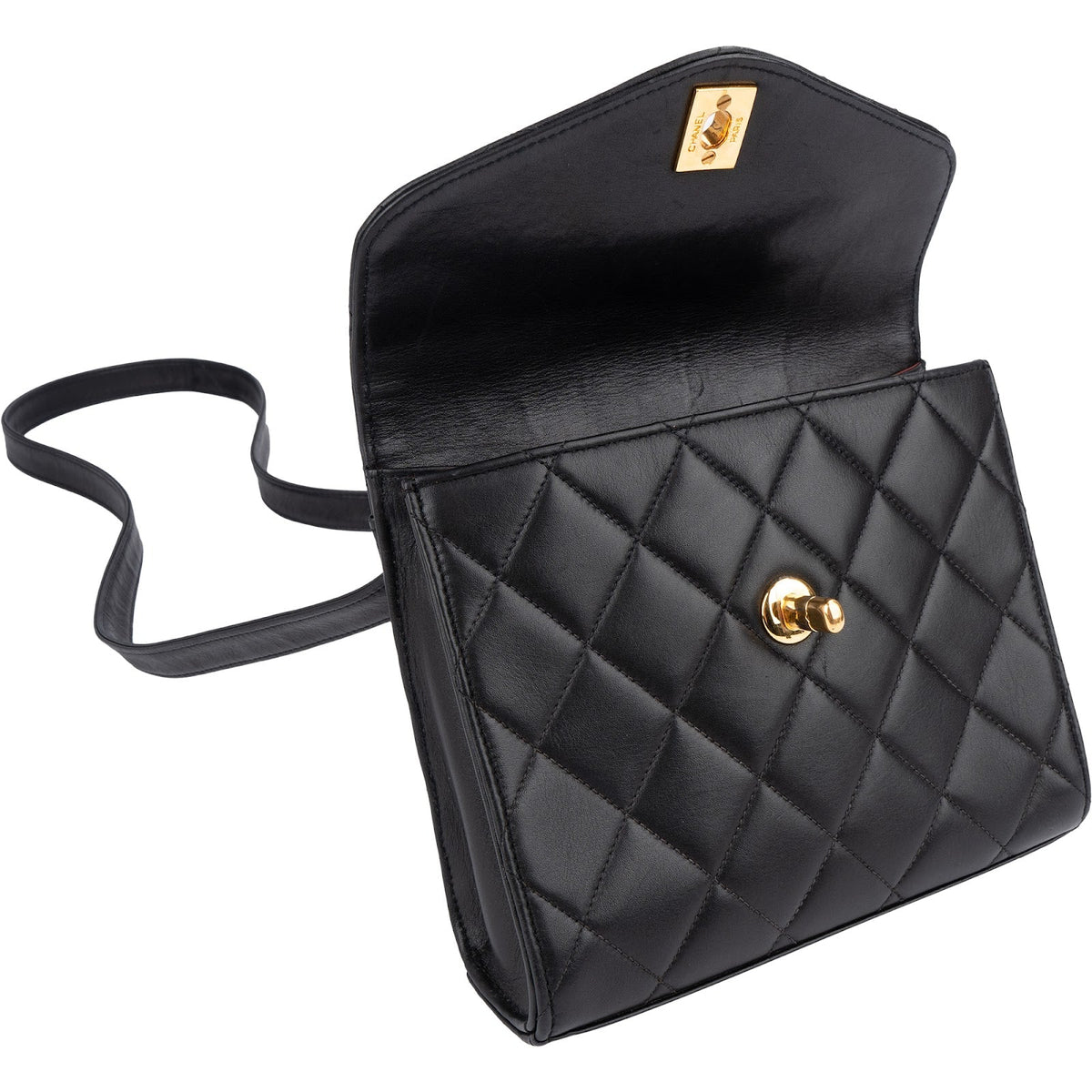 Chanel Quilted Lambskin 24K Gold Single Flap Crossbody Bag