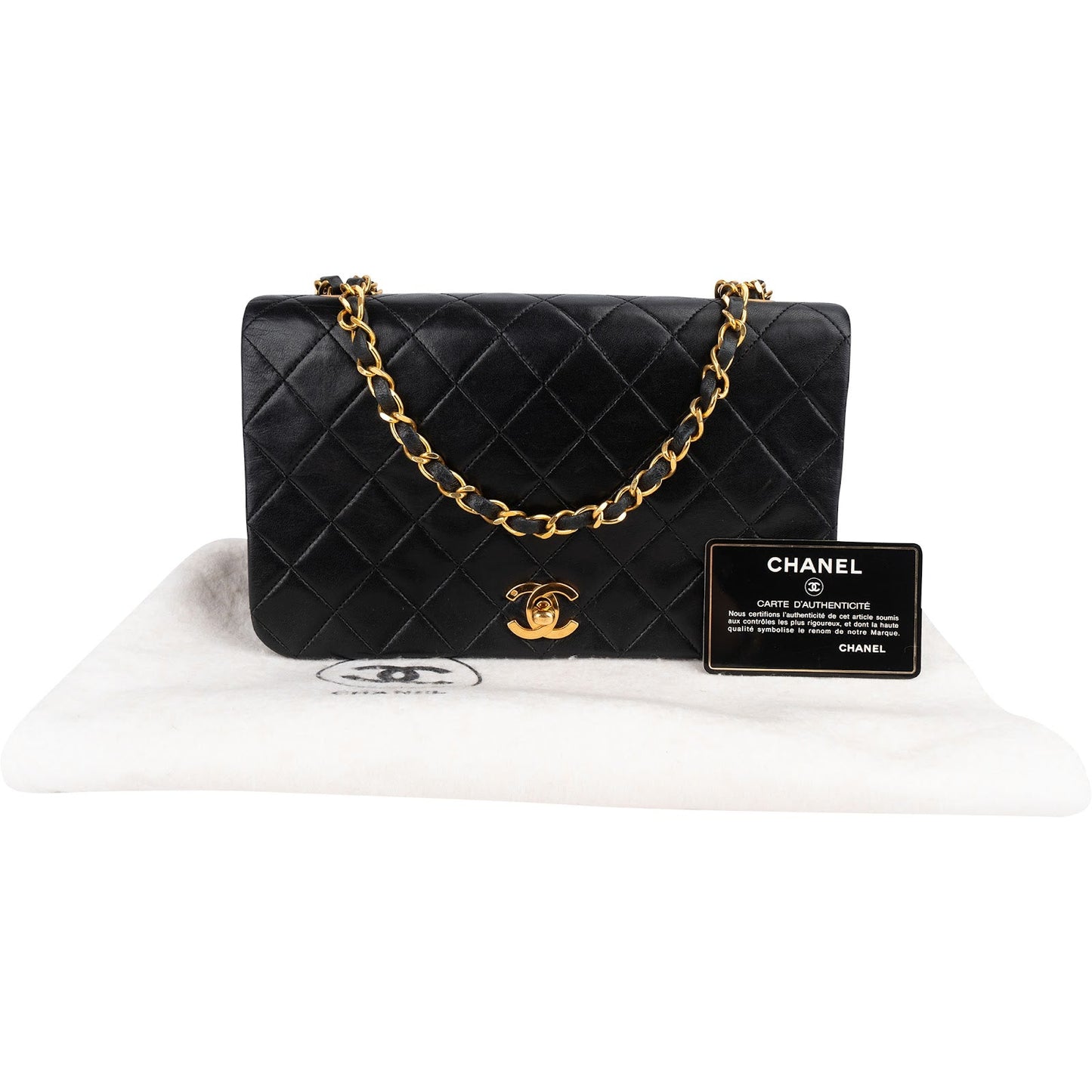 Chanel Quilted Lambskin 24K Gold Single Flap Crossbody Bag