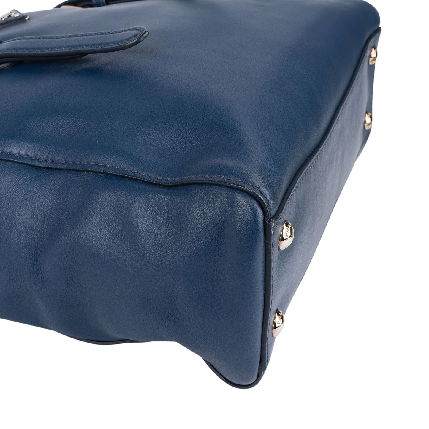 Prada Blue Leather Tote Shoulder Bag
