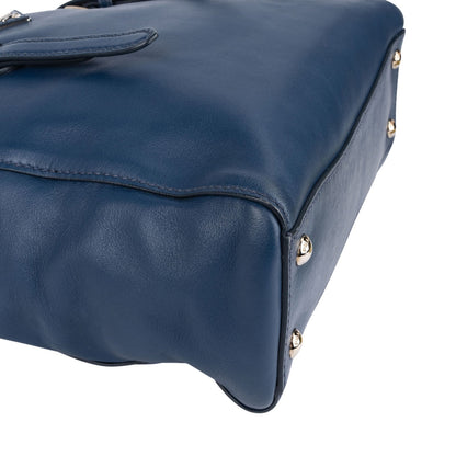 Prada Blue Leather Tote Shoulder Bag
