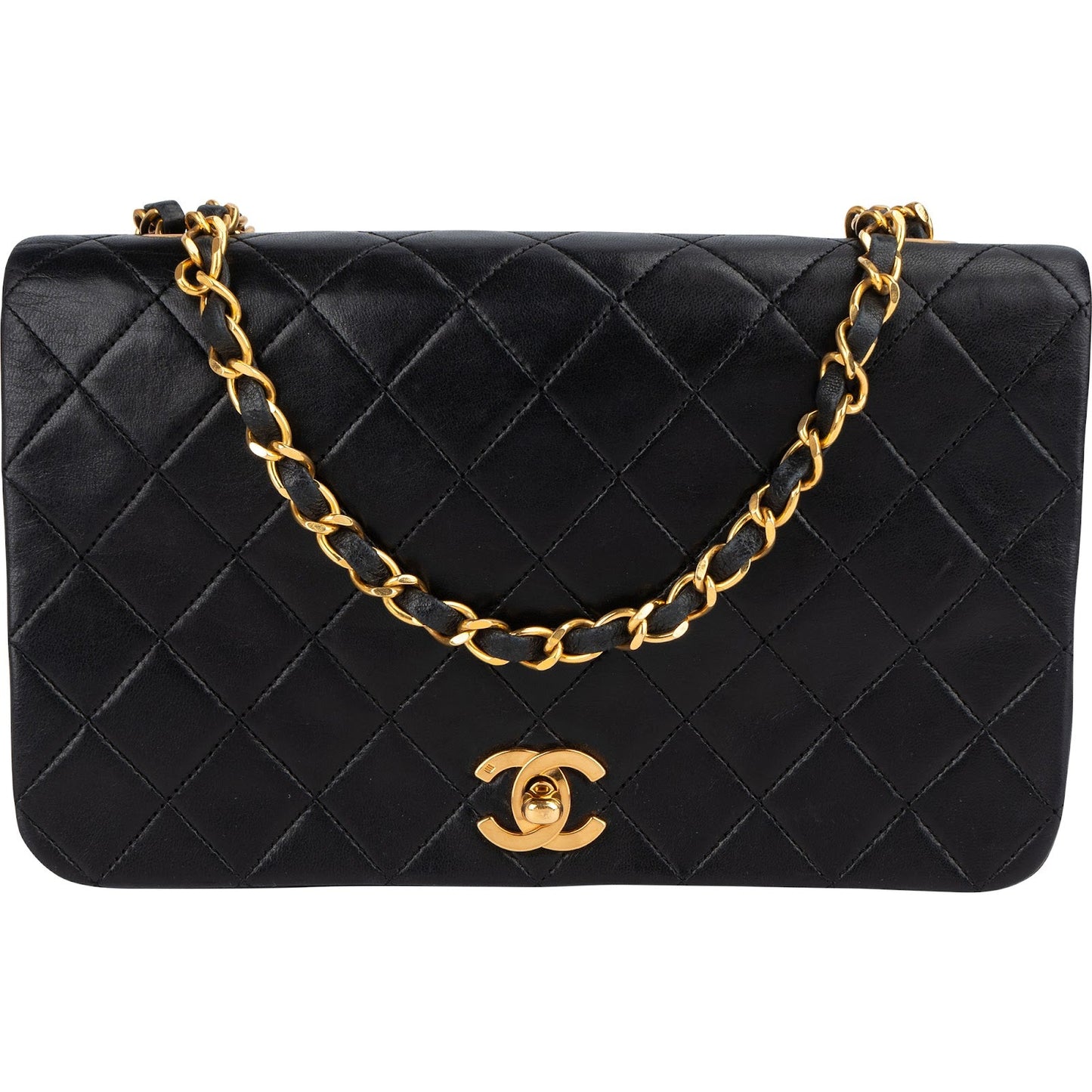 Chanel Quilted Lambskin 24K Gold Single Flap Crossbody Bag