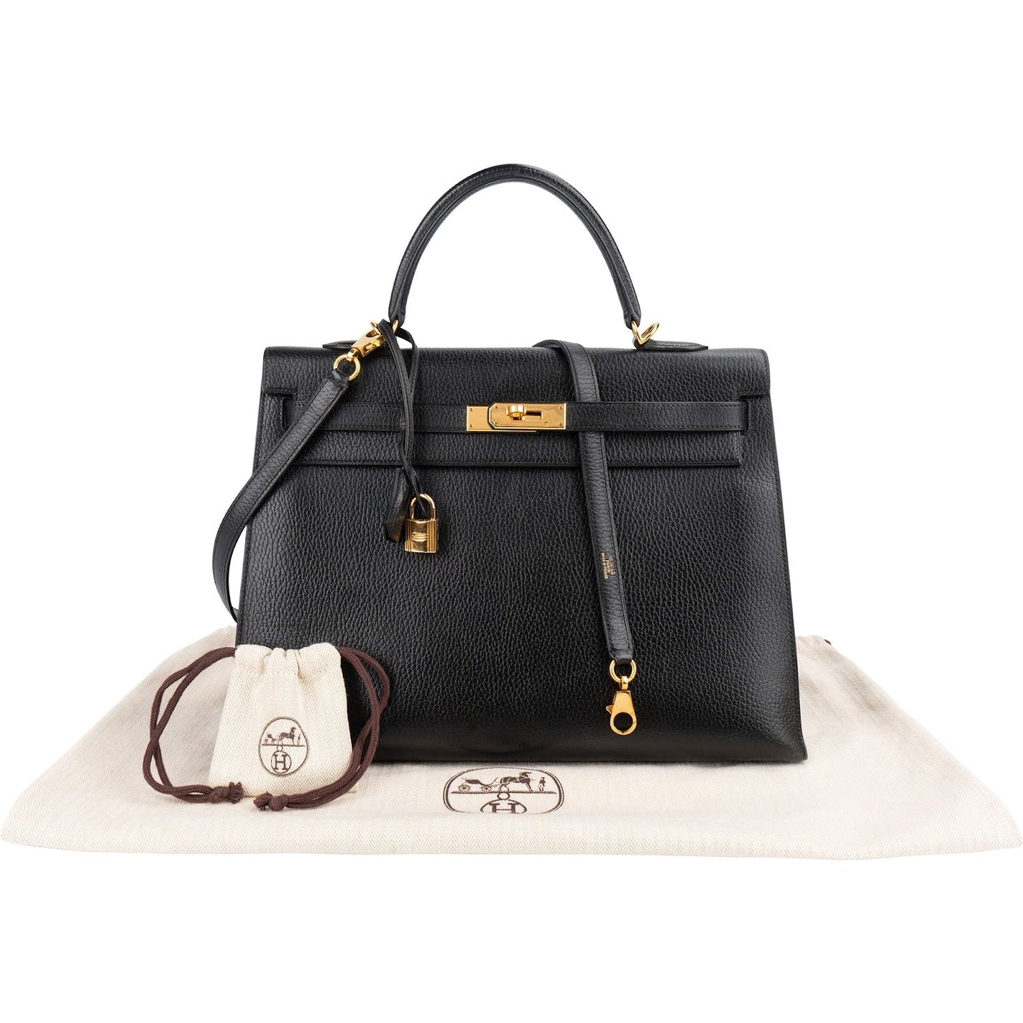 Hermès Ardennes  Leather Kelly 35 Sellier Handbag GHW