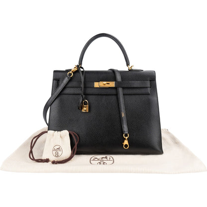 Hermès Ardennes  Leather Kelly 35 Sellier Handbag GHW