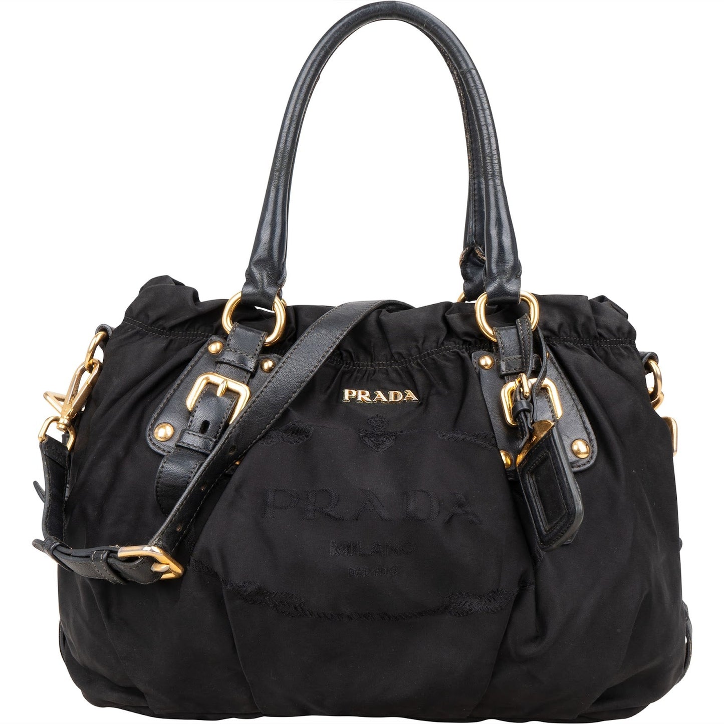 Prada Black Nylon Logo Handbag