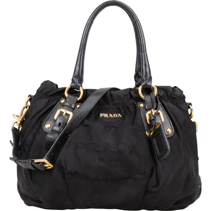 Prada Black Nylon Logo Handbag