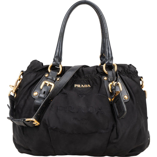 Prada Black Nylon Logo Handbag