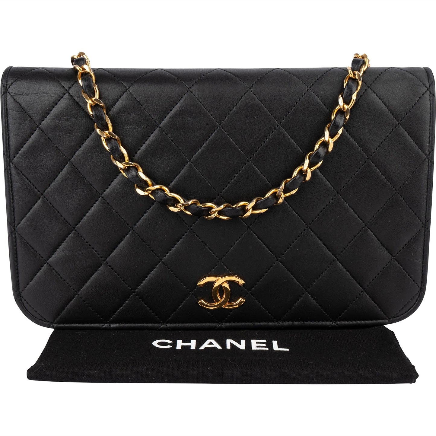 Chanel Quilted Lambskin 24K Gold Single Flap Shoulder Bag