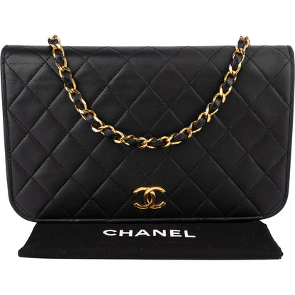 Chanel Quilted Lambskin 24K Gold Single Flap Shoulder Bag