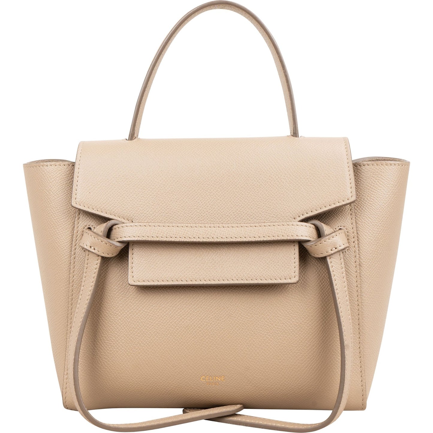 Celine Beige Grained Leather Belt Nano Handbag