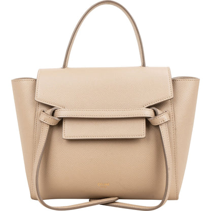 Celine Beige Grained Leather Belt Nano Handbag