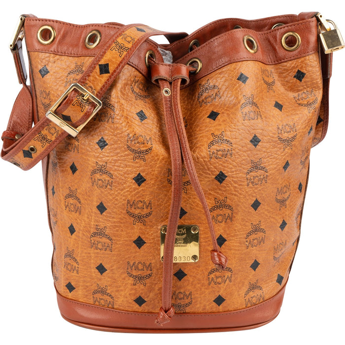 MCM Monogram Visetos Drawstring Bucket Crossbody Bag
