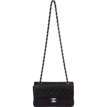 Chanel Quilted Lambskin Palladium Small Double Flap Shoulder Bag
