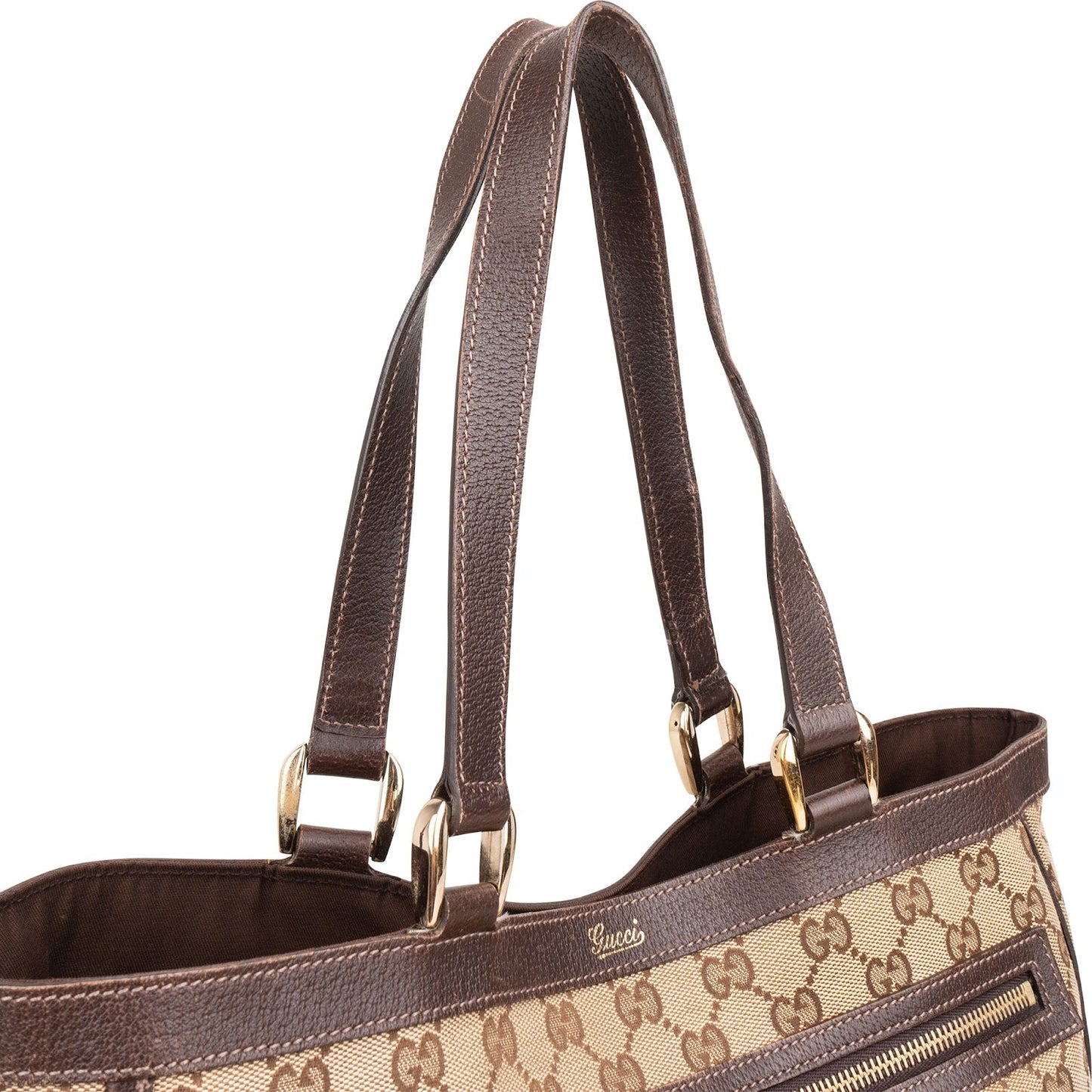 Gucci Monogram GG Canvas Abbey Double Pocket Tote Shoulder Bag