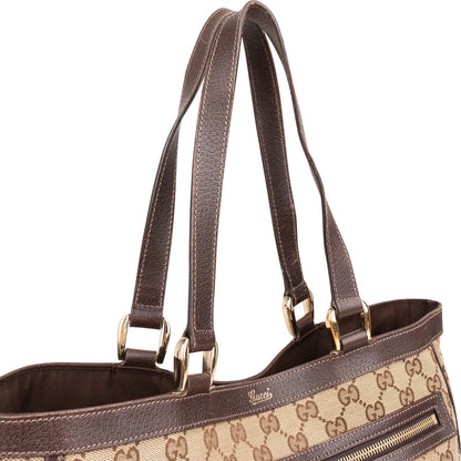 Gucci Monogram GG Canvas Abbey Double Pocket Tote Shoulder Bag