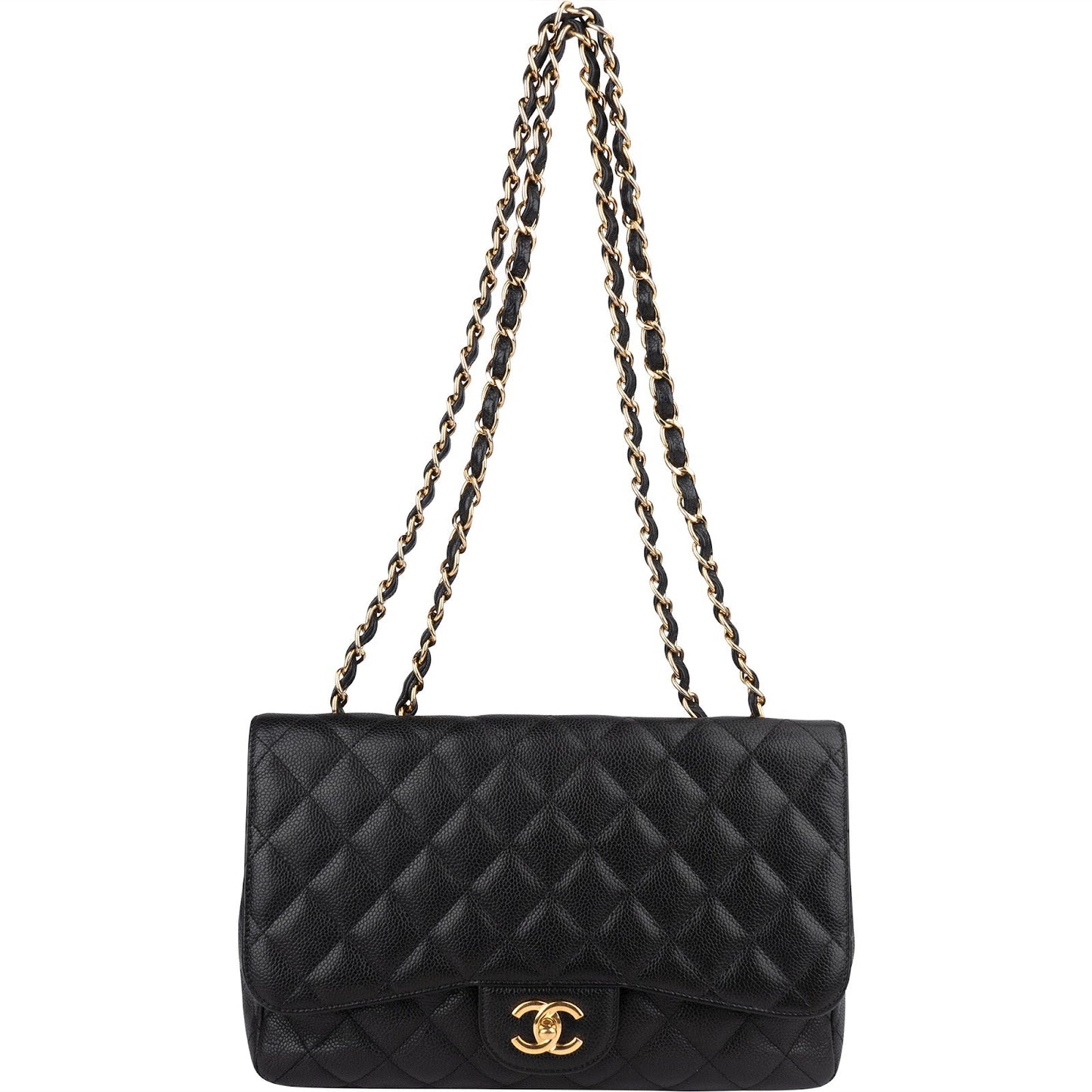 Chanel Quilted Caviar Leather Jumbo Single Flap Crossbody Bag