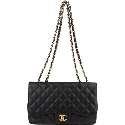 Chanel Quilted Caviar Leather Jumbo Single Flap Crossbody Bag