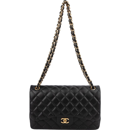 Chanel Quilted Lambskin Jumbo Double Flap Crossbody Bag