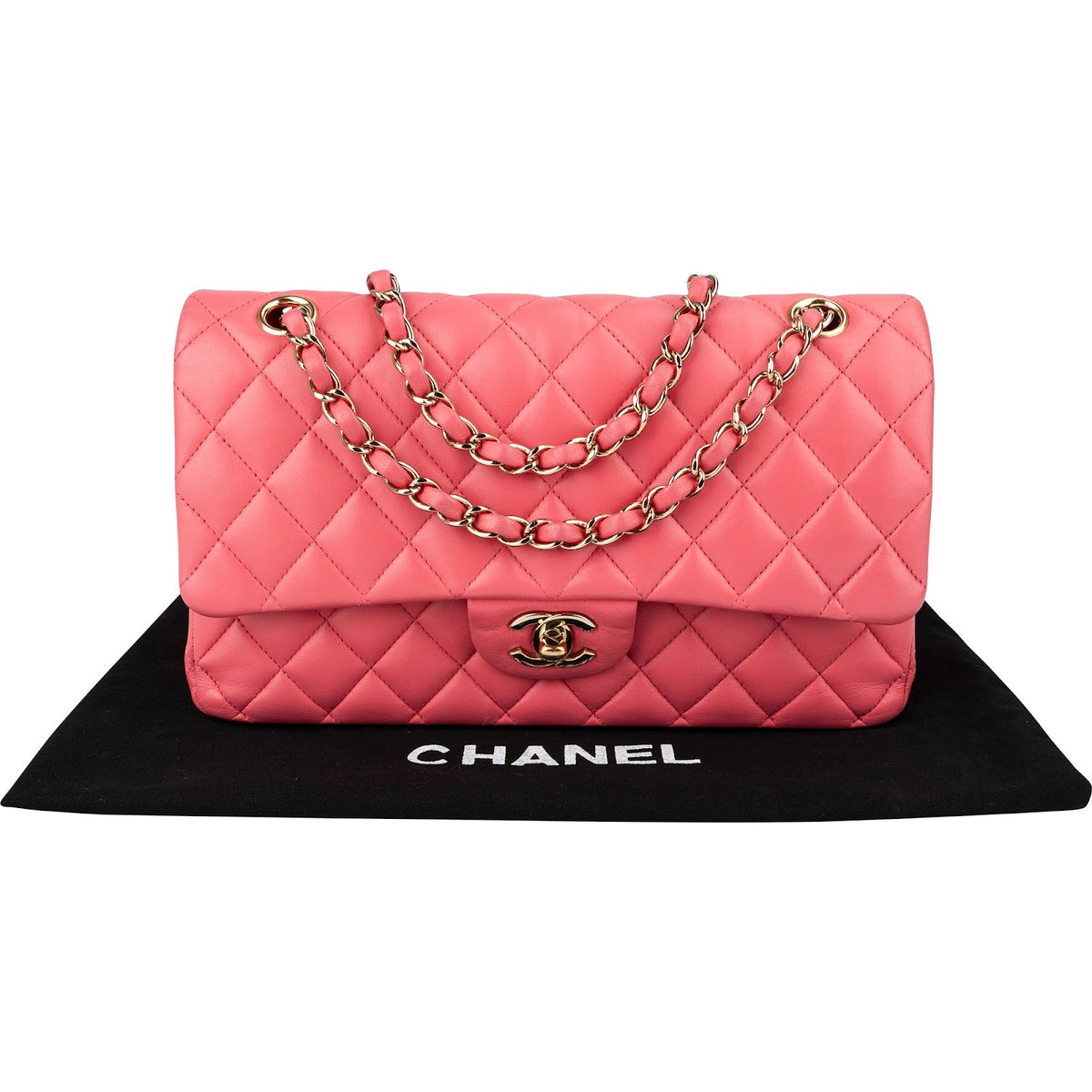 Chanel Quilted Lambskin Gold Medium Double Flap Shoulder Bag