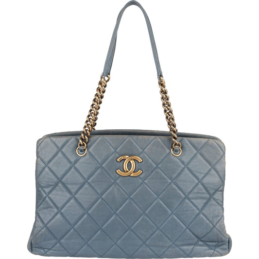 Chanel Quilted Lambskin CC Crown Tote Shoulder Bag