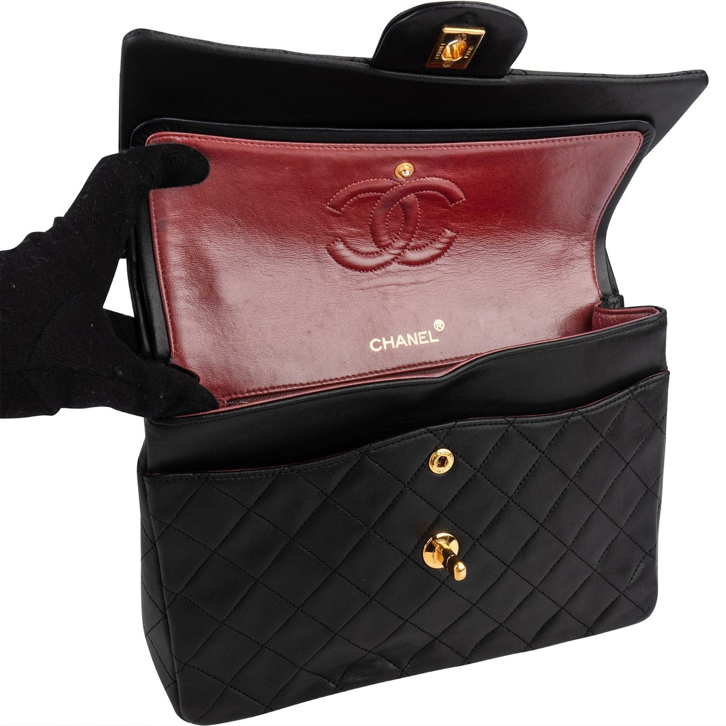 Chanel Quilted Lambskin Medium 24K Gold Double Flap Shoulder Bag