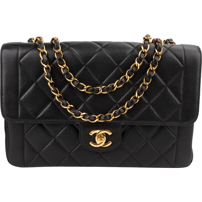 Chanel Quilted Lambskin Medium 24K Gold Single Flap Shoulder Bag