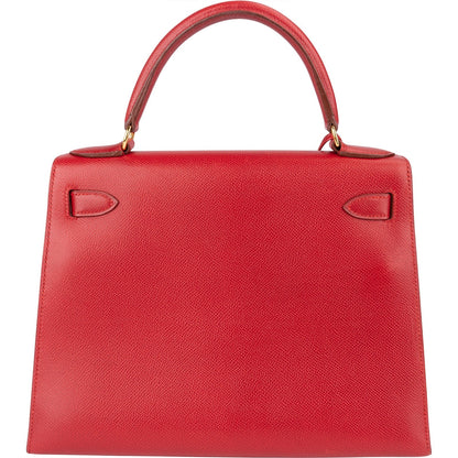 Hermès Rouge Epsom Leather Kelly Sellier 28 Handbag