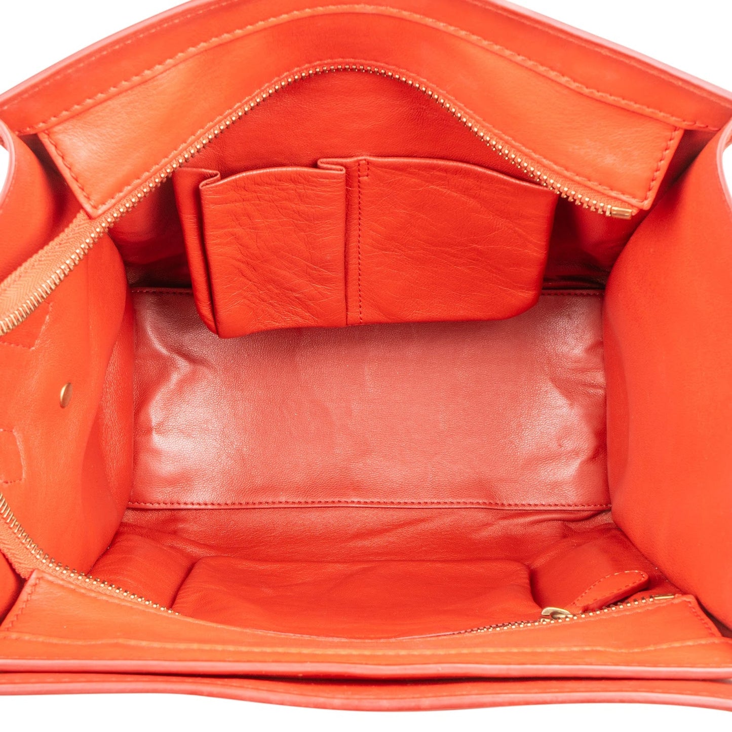 Céline Red Calf Leather Luggage Handbag