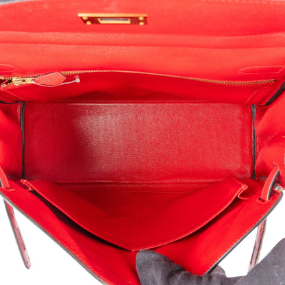 Hermès Rouge Courchevel Leather Kelly 32 Handbag