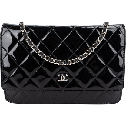 Chanel Quilted Patent Leather Wallet on Chain Crossbody Bag
