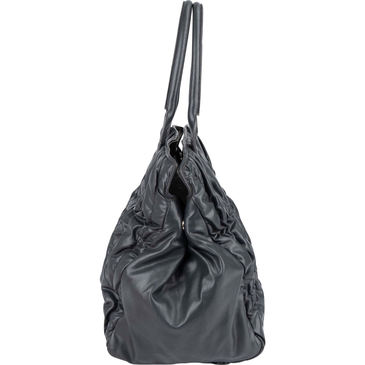 Miu Miu Grey Matelassé Nappa Leather Tote Handbag