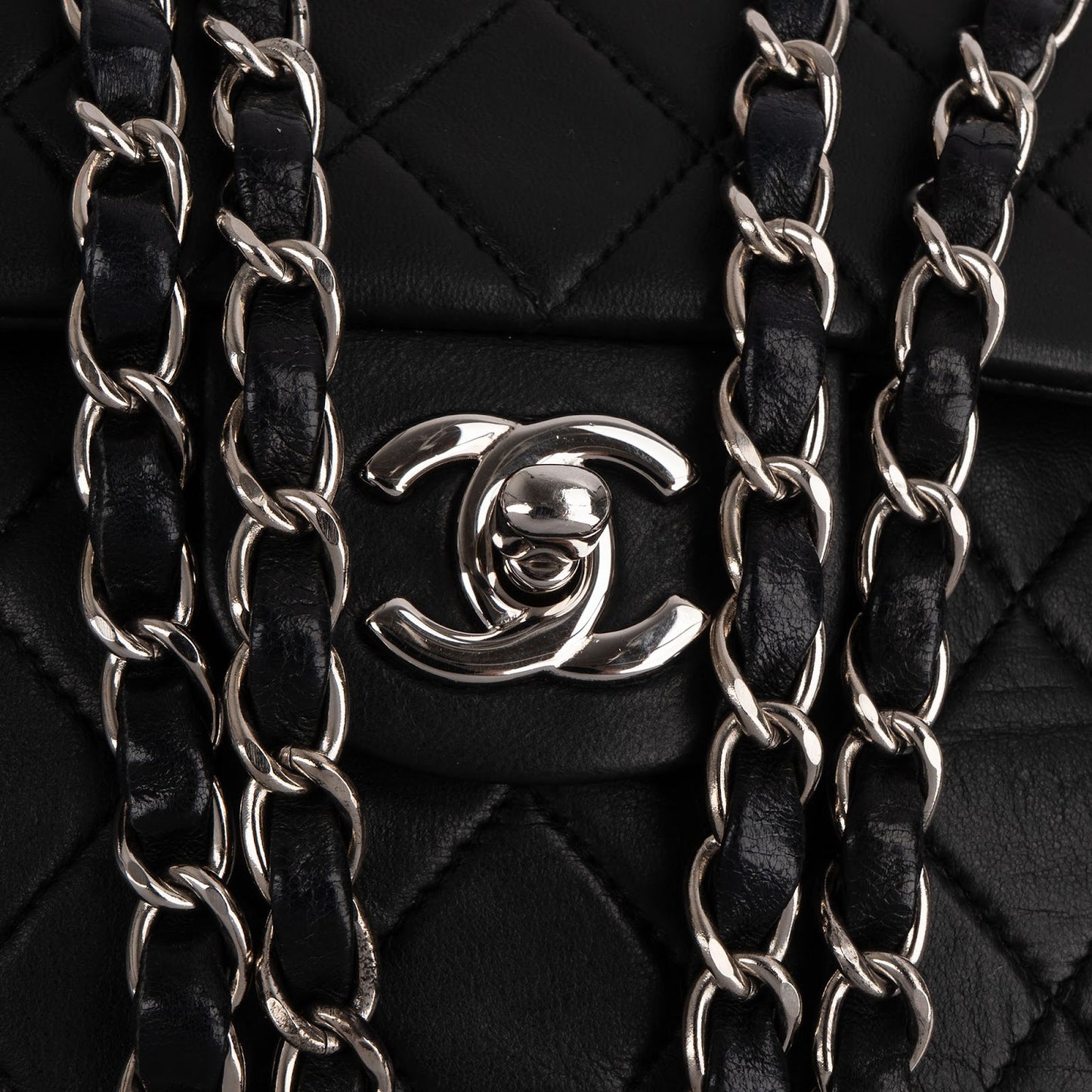 Chanel Quilted Lambskin Palladium Small Double Flap Shoulder Bag