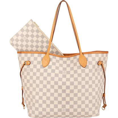 Louis Vuitton Monogram Damier Azur Canvas Neverfull MM Shoulder Bag