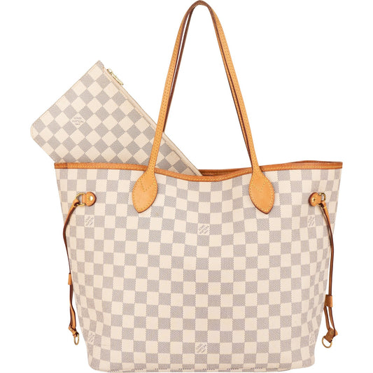 Louis Vuitton Monogram Damier Azur Canvas Neverfull MM Shoulder Bag