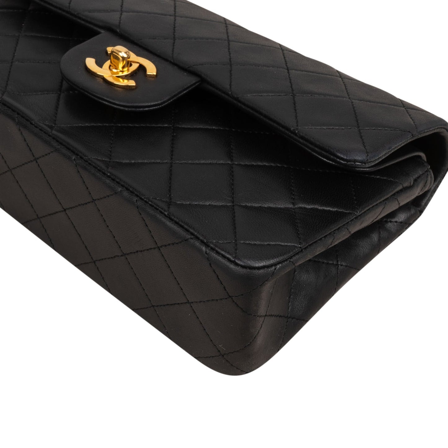 Chanel Quilted Lambskin Small 24K Gold Double Flap Shoulder Bag