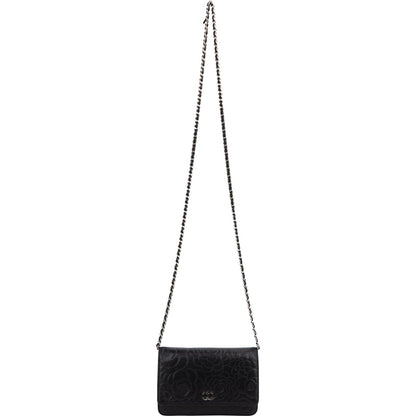 Chanel Camellia Embossed Lambskin Wallet On Chain Crossbody Bag