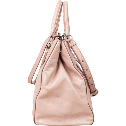 Miu Miu Vitello Lux Shine Leather Tote Satchel Handbag