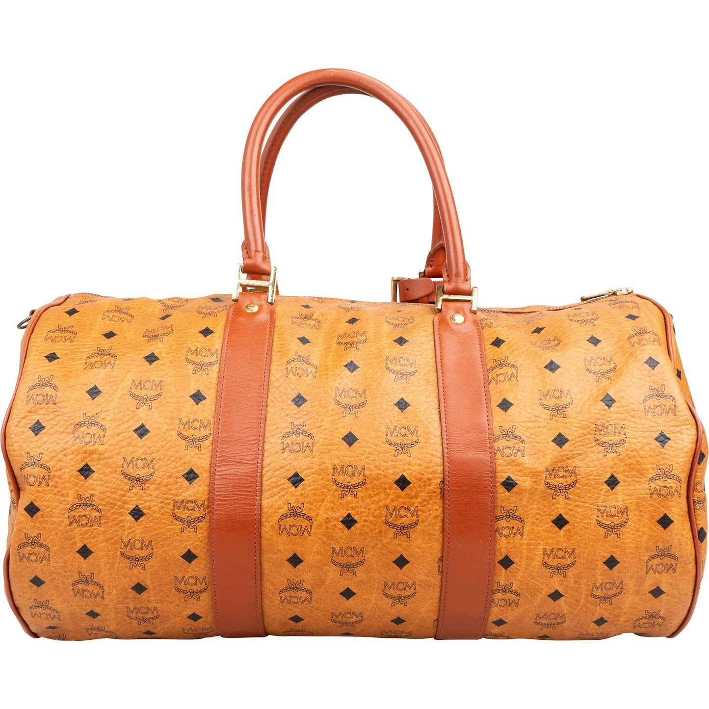 MCM Monogram Visetos Boston Travel Bag 50