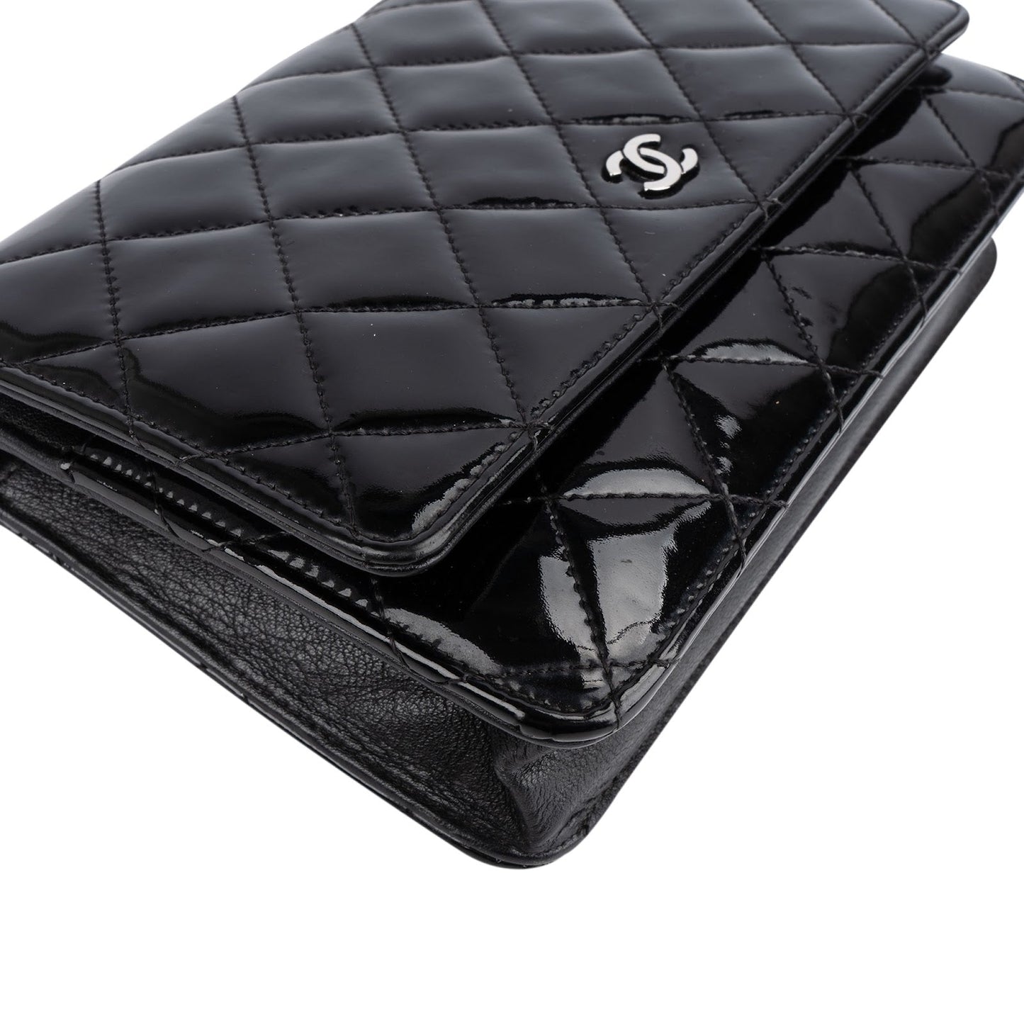 Chanel Quilted Patent Leather Wallet on Chain Crossbody Bag