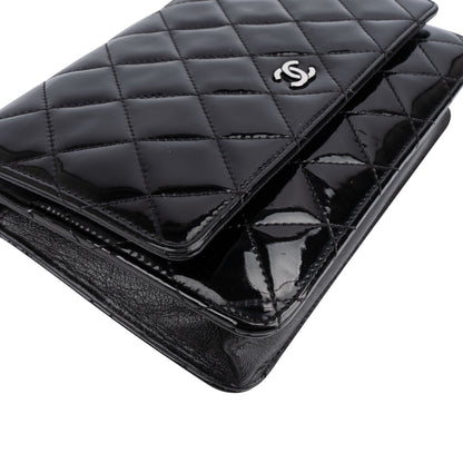 Chanel Quilted Patent Leather Wallet on Chain Crossbody Bag