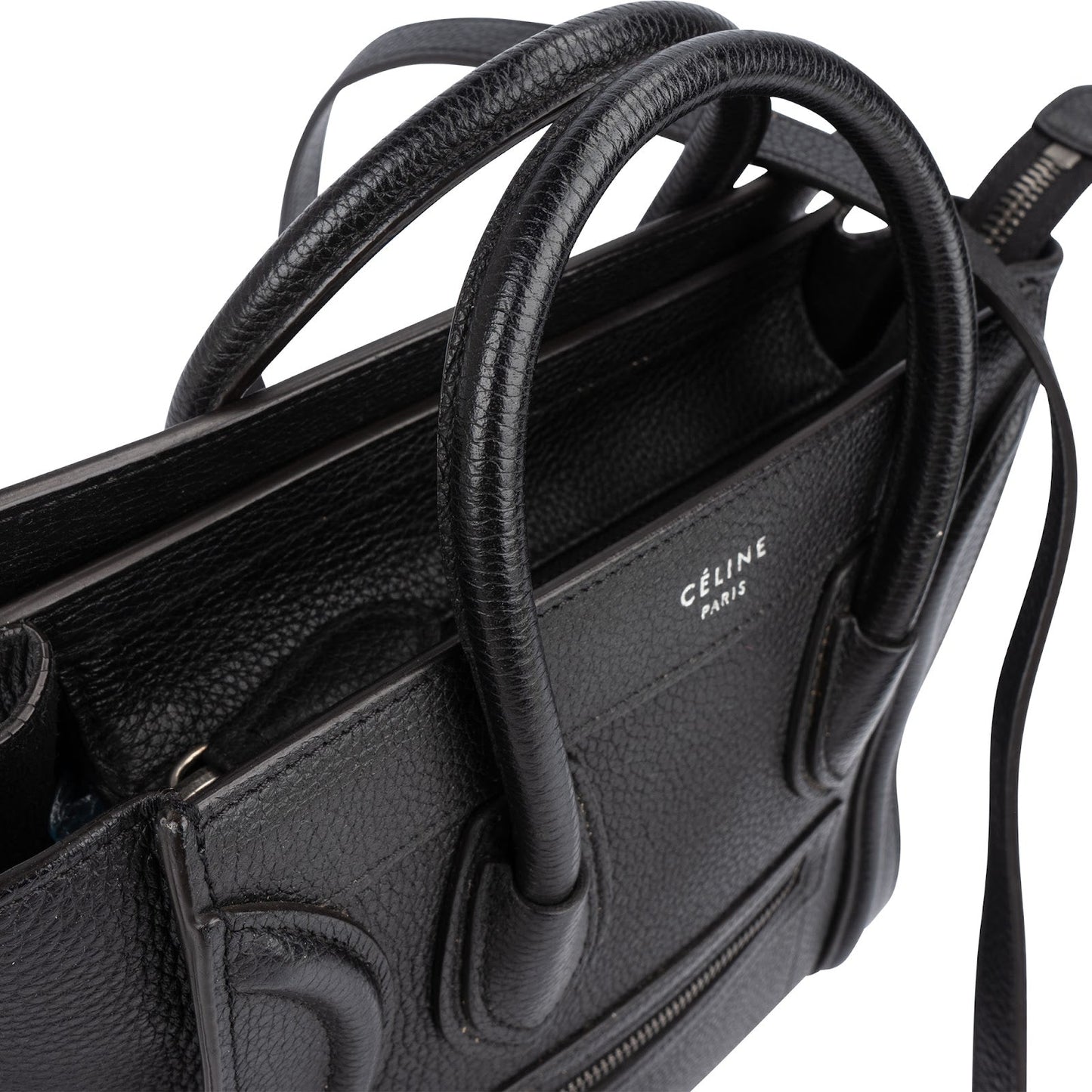 Celine Grained Leather Luggage Nano Crossbody Handbag