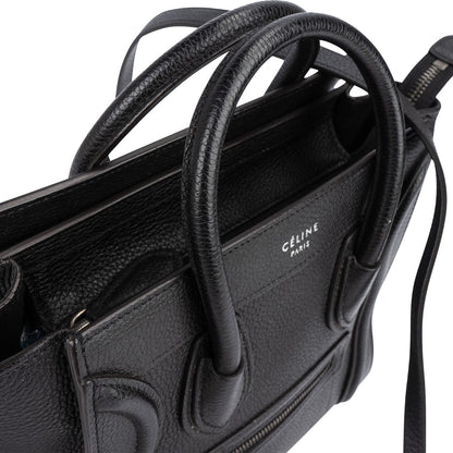 Celine Grained Leather Luggage Nano Crossbody Handbag