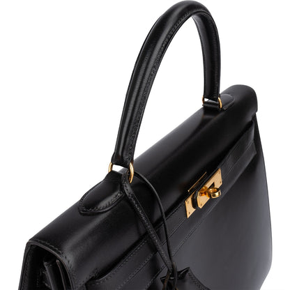 Hermès Noir Boxcalf Kelly 35 Sellier Handbag