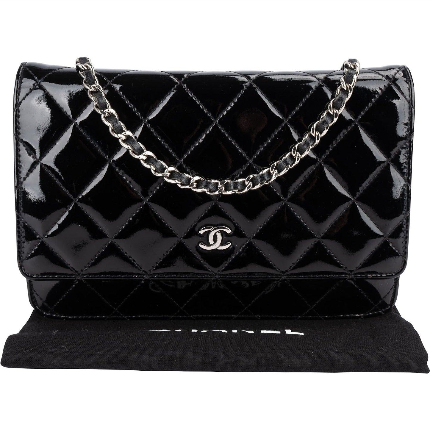 Chanel Quilted Patent Leather Wallet on Chain Crossbody Bag